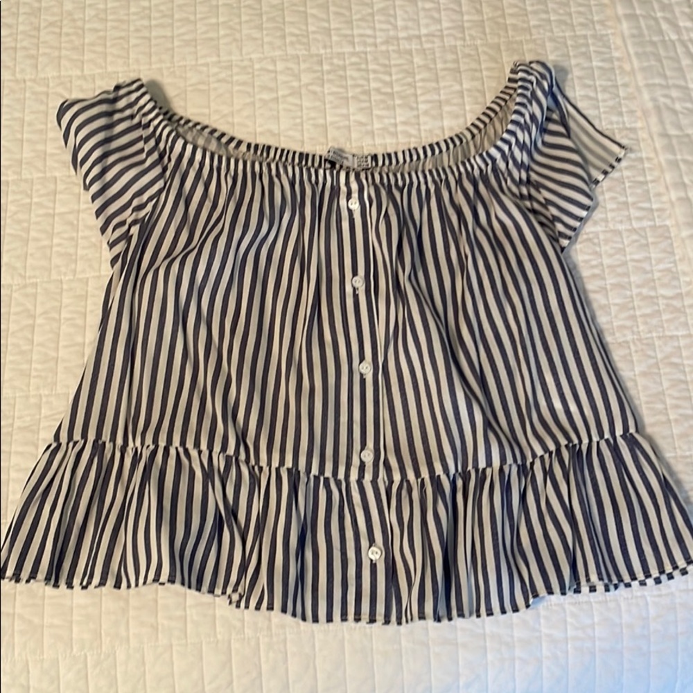 Striped off-the-shoulder blouse